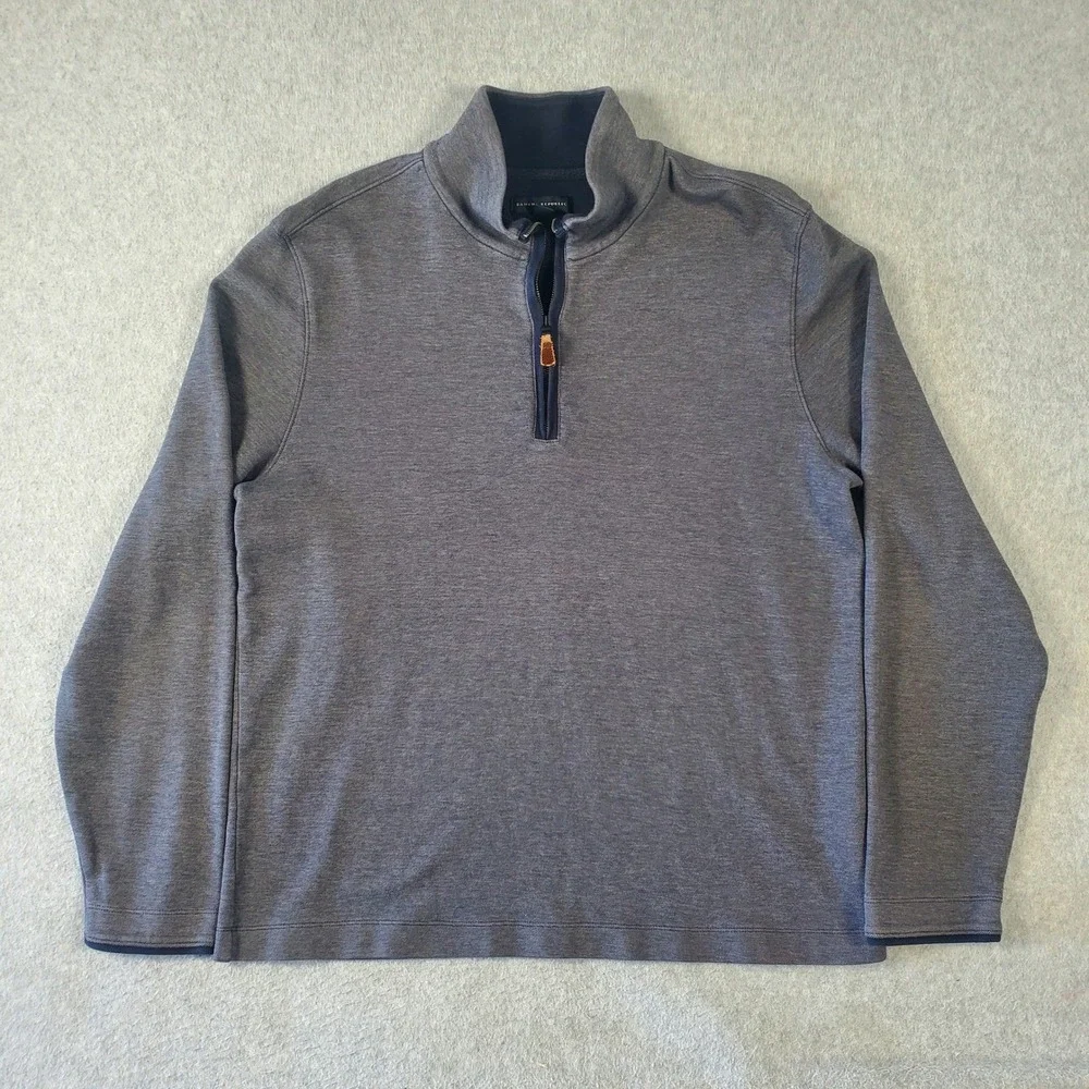 Banana Republic Mens Quarter Zip Pullover Sweater Gray Heather Size Large